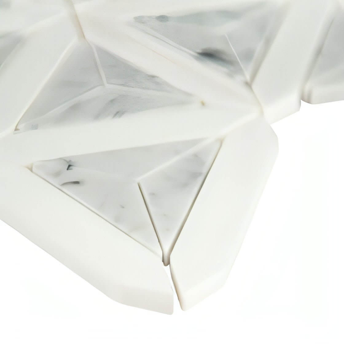 MSI Carrara White + Thassos White Faceted 12x9.26 Polished Marble Mosaic