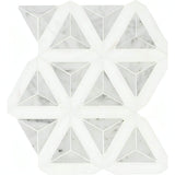 MSI Carrara White + Thassos White Faceted 12x9.26 Polished Marble Mosaic