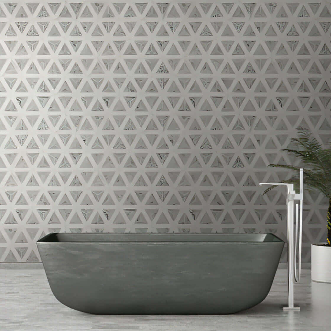 MSI Carrara White + Thassos White Faceted 12x9.26 Polished Marble Mosaic