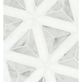 MSI Carrara White + Thassos White Faceted 12x9.26 Polished Marble Mosaic