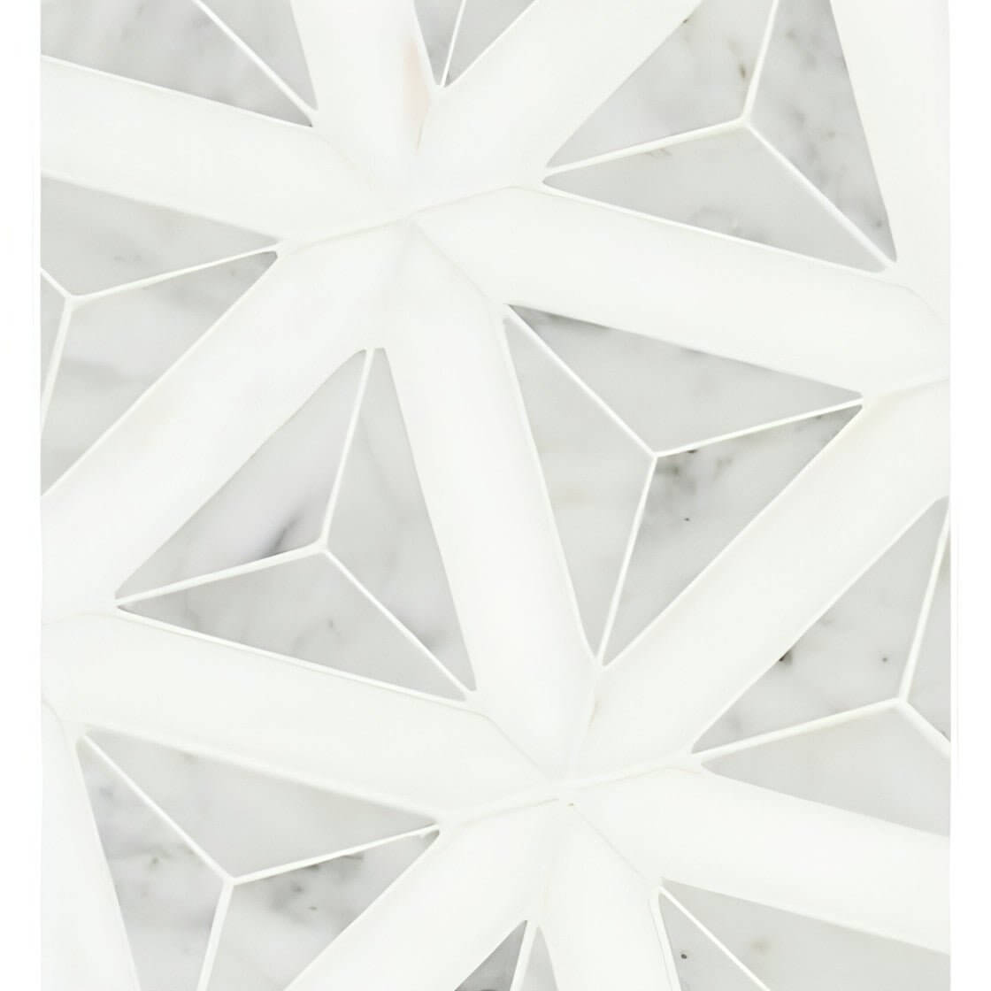 MSI Carrara White + Thassos White Faceted 12x9.26 Polished Marble Mosaic