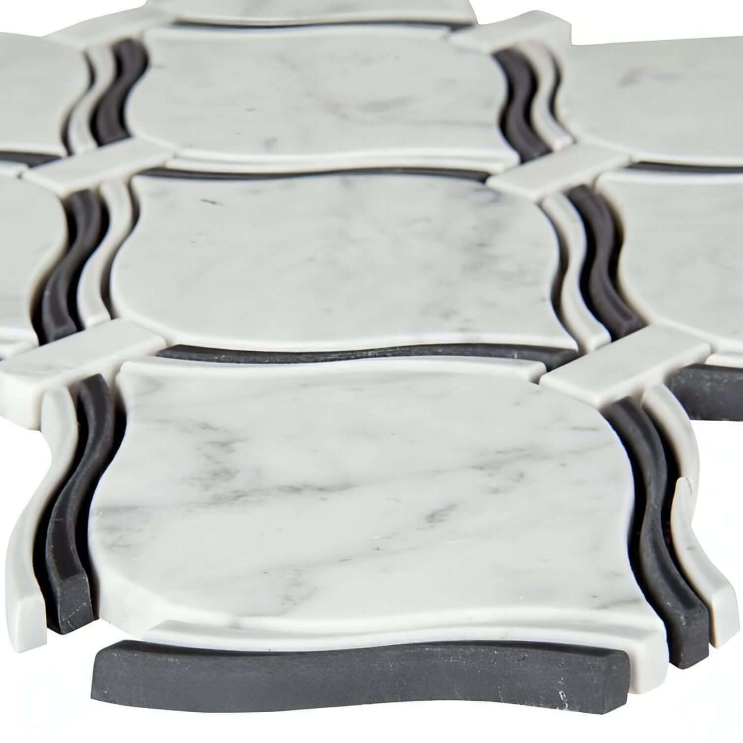 MSI Danza Arabesque 10" x 11" Carrara White, Nero Marquina