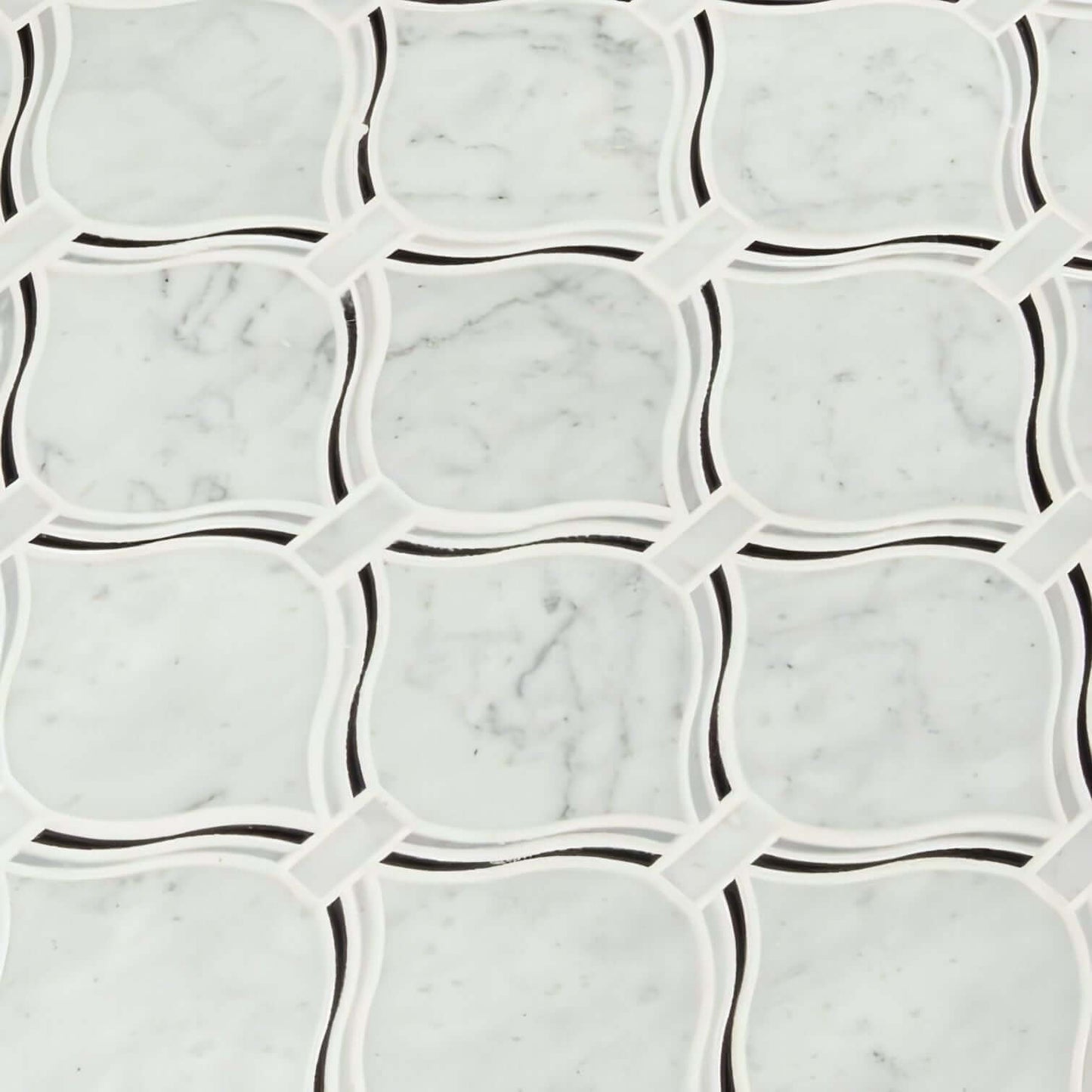 MSI Danza Arabesque 10" x 11" Carrara White, Nero Marquina