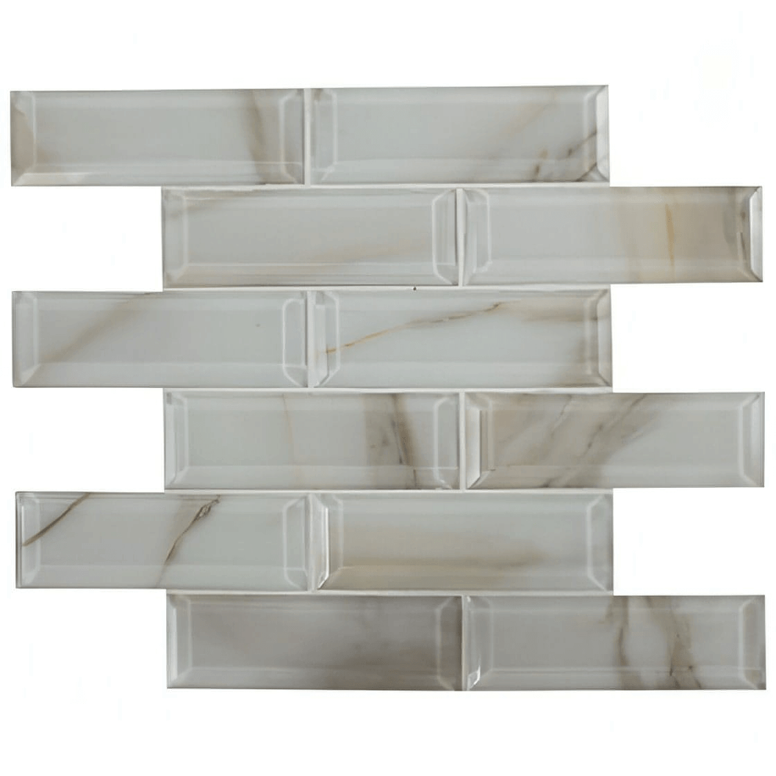 MSI Ivory Amber Beveled Glass Subway Tile