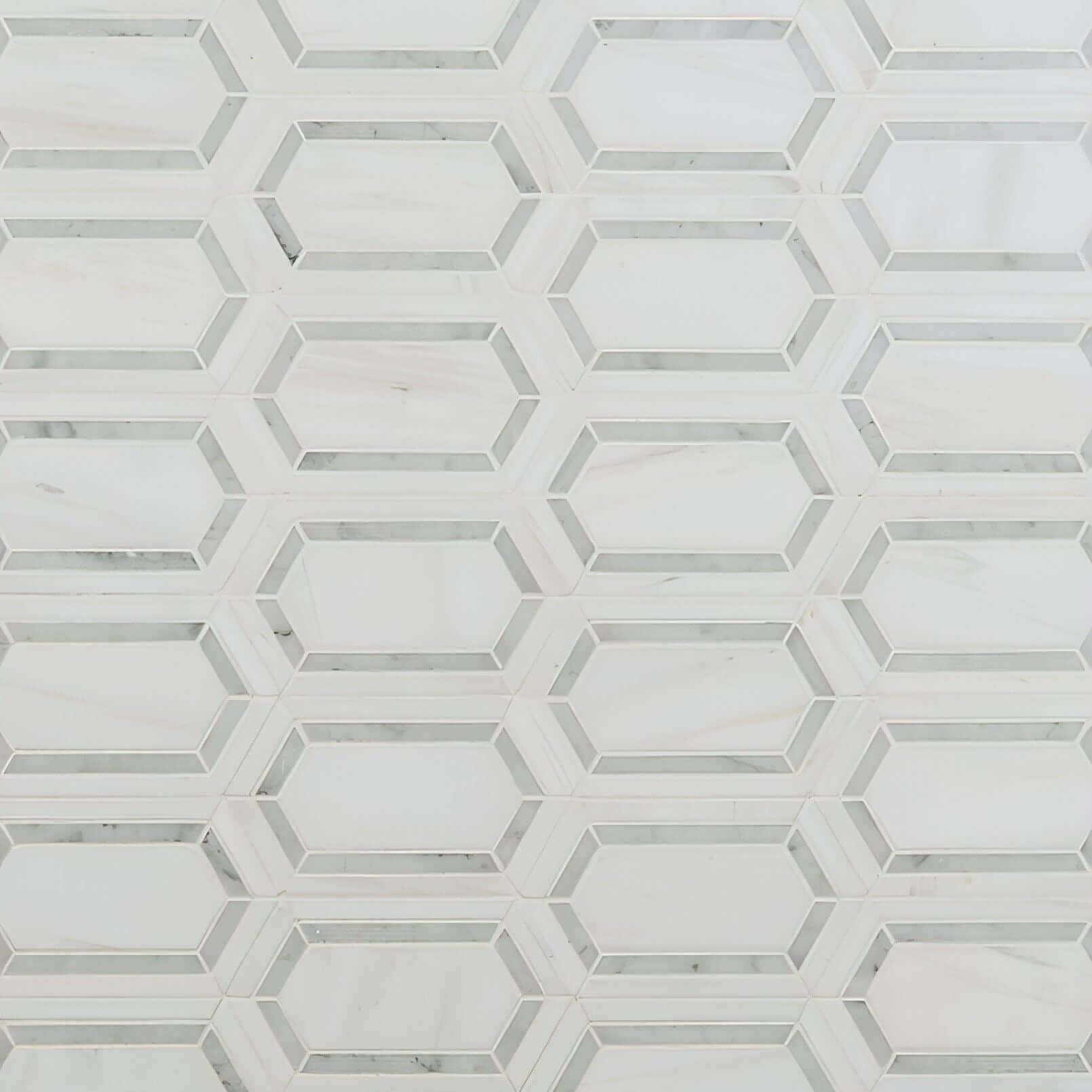 MSI Pavilion Picket 12x12 Polished Bianco Dolomite + Carrara Bianco