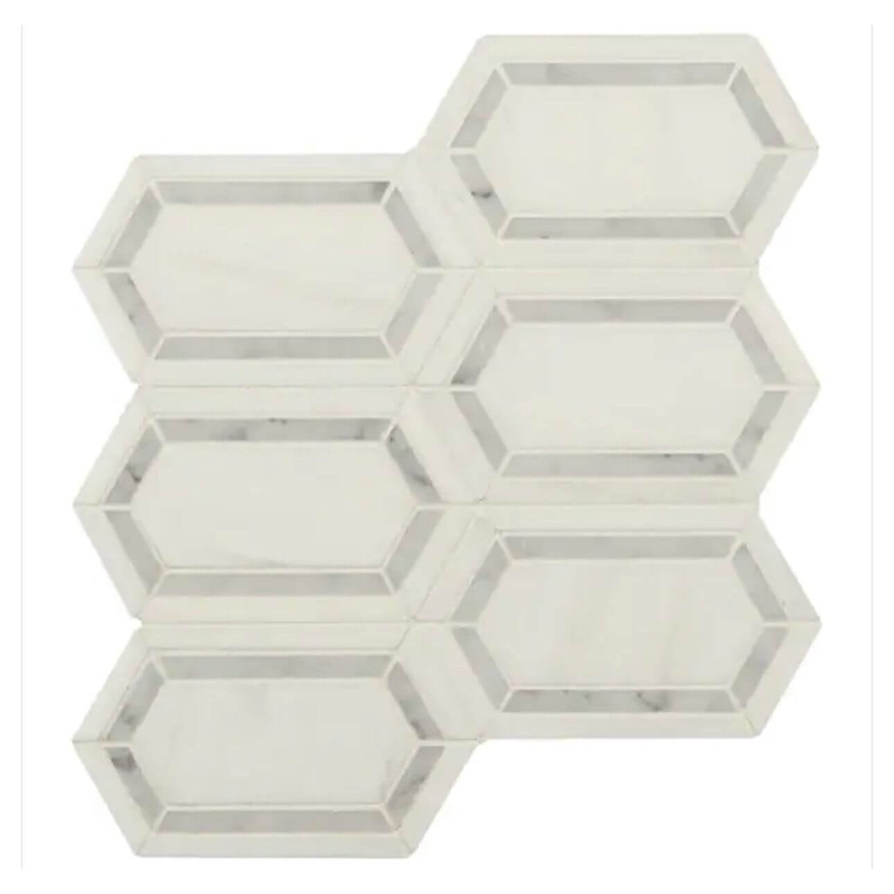 MSI Pavilion Picket 12x12 Polished Bianco Dolomite + Carrara Bianco
