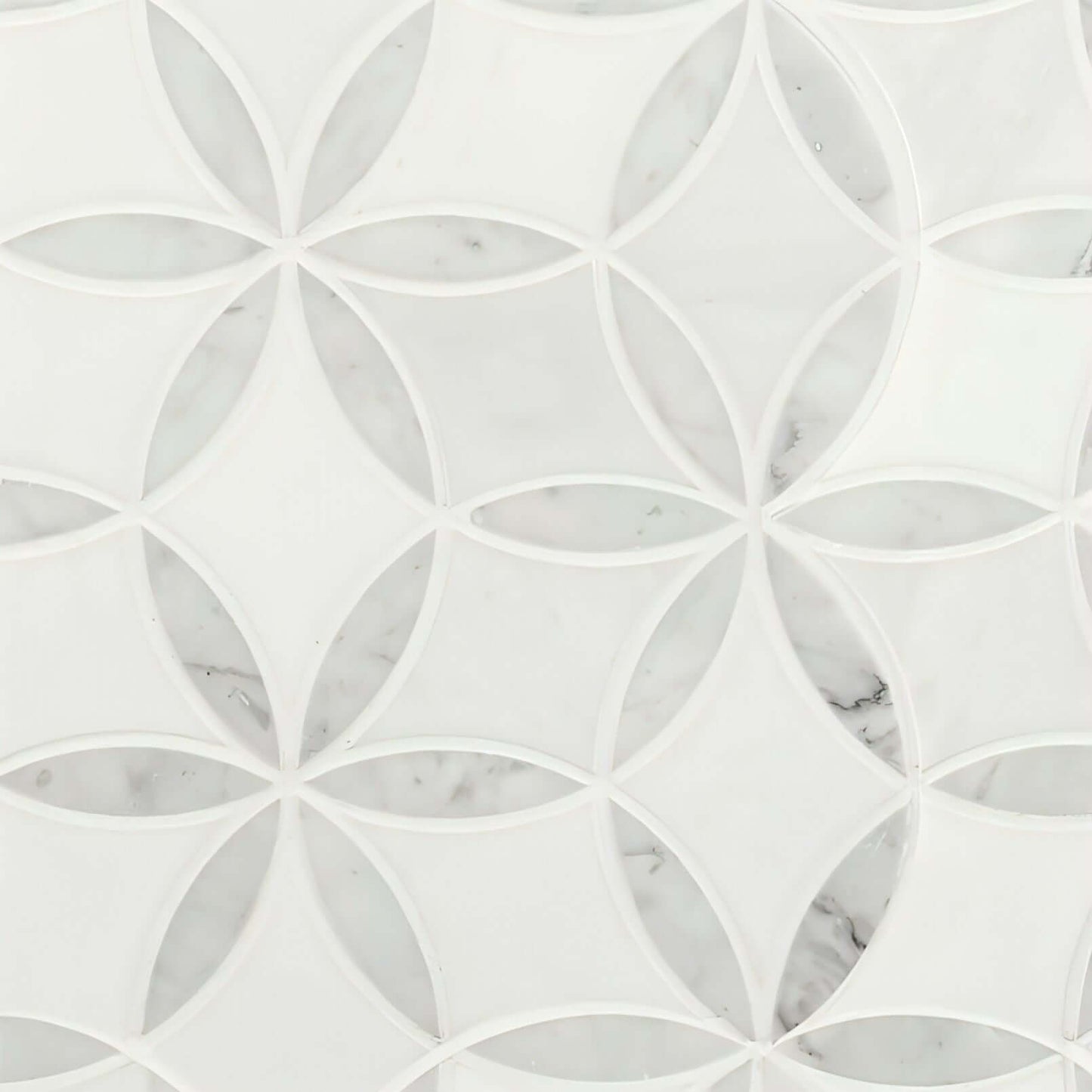 MSI Thassos White + Carrara White  Daisy Mosaic - La Fleur Polished Mosaic