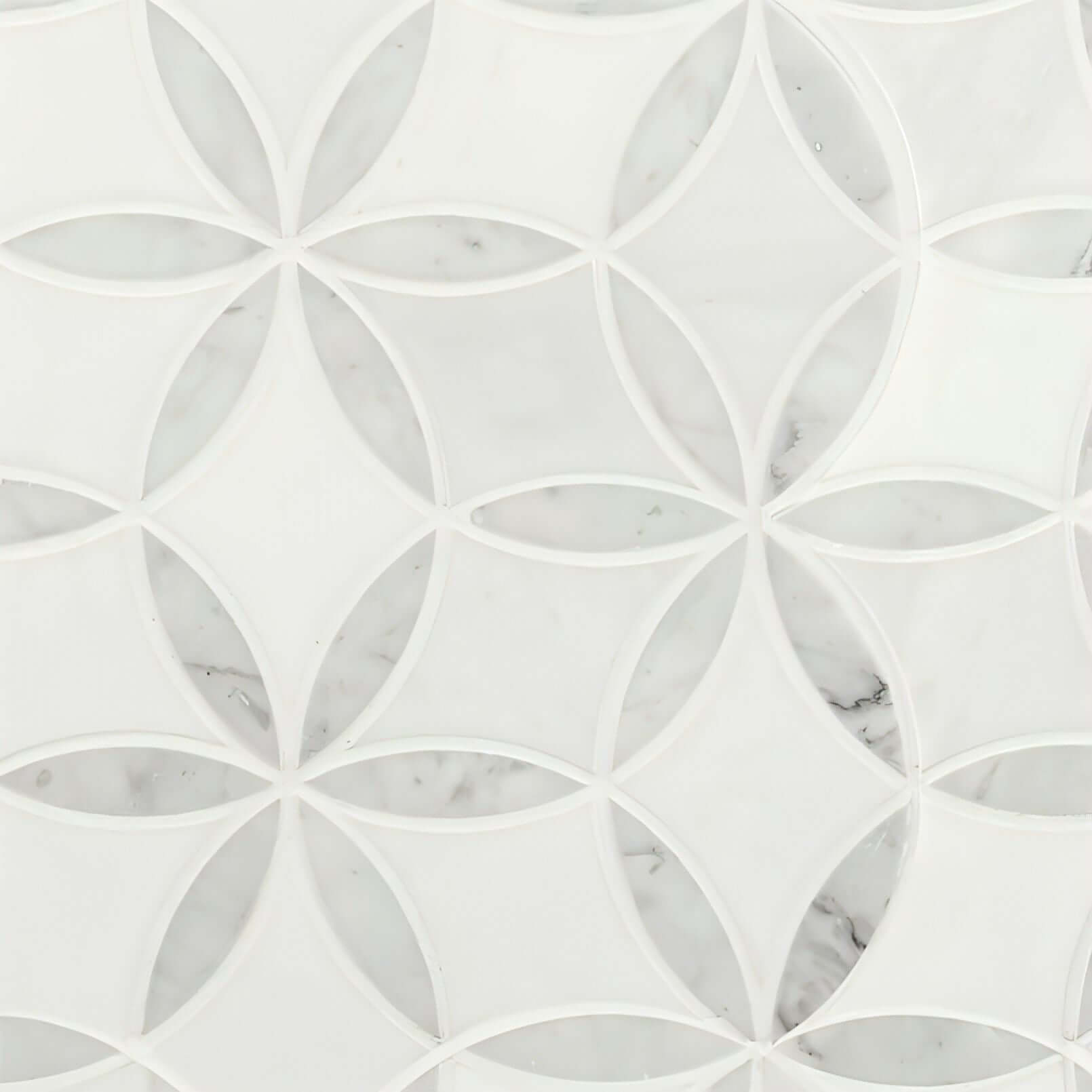 MSI Thassos White + Carrara White  Daisy Mosaic - La Fleur Polished Mosaic