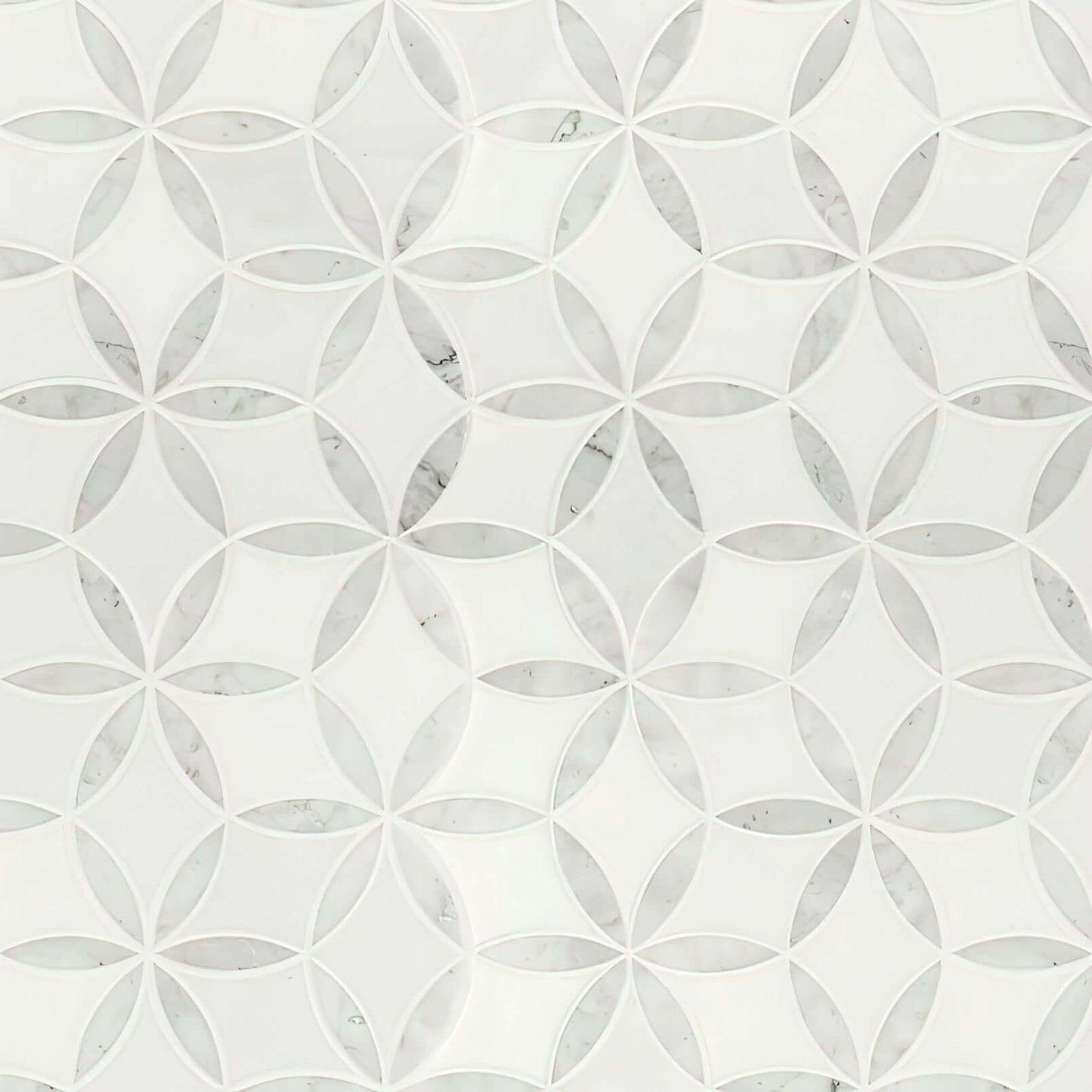 MSI Thassos White + Carrara White  Daisy Mosaic - La Fleur Polished Mosaic