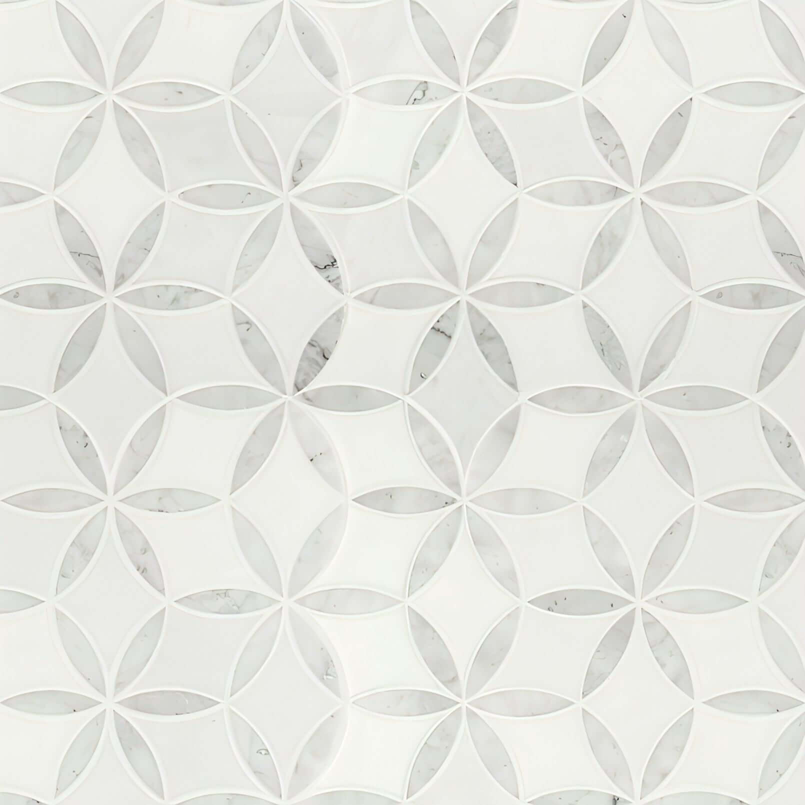 MSI Thassos White + Carrara White  Daisy Mosaic - La Fleur Polished Mosaic