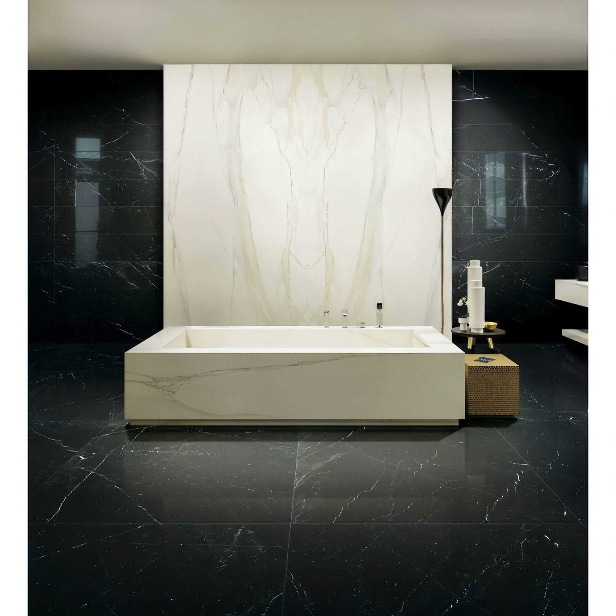 Nero Marquina Marble 12" X 24" Tile, 3/8