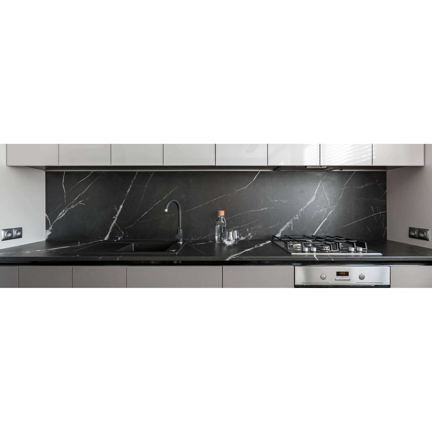 Nero Marquina Marble 12" X 24" Tile, 3/8