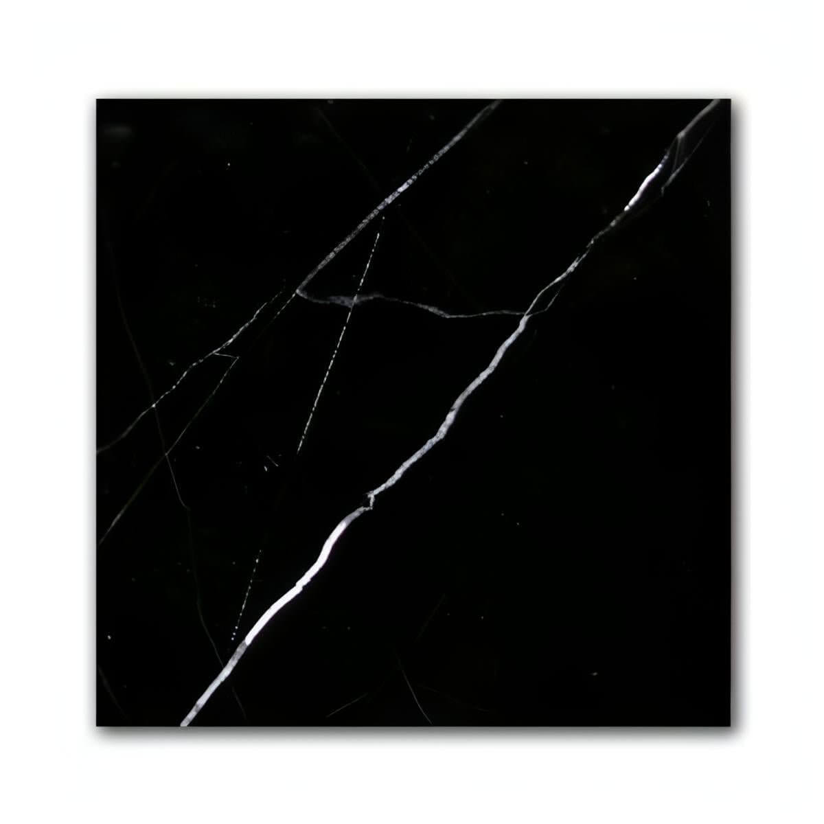 Nero Marquina Marble Polished 12" X 12" Tile (Micro-Beveled)