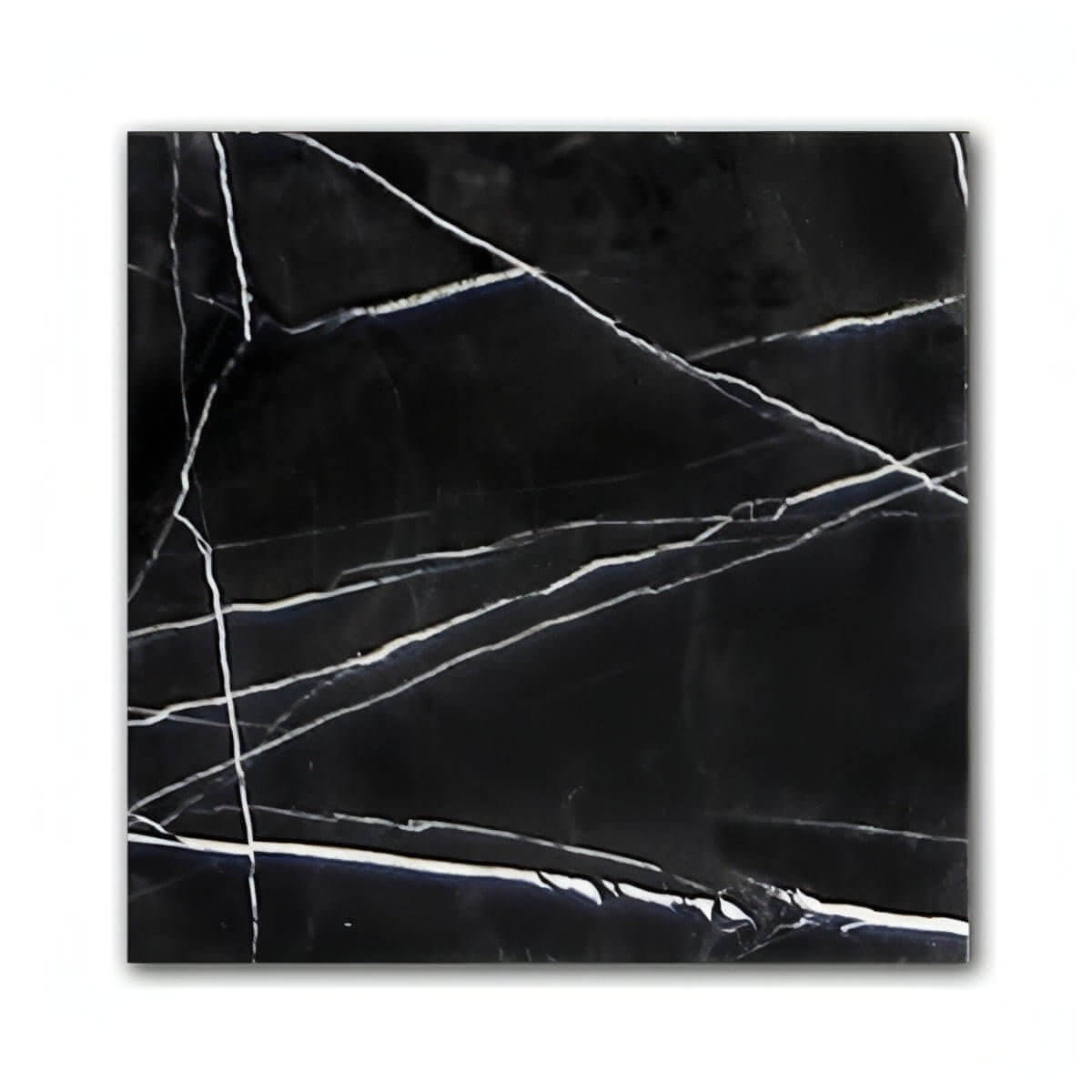 Nero Marquina Marble Polished 12" X 12" Tile (Micro-Beveled)