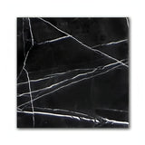 Nero Marquina Marble Polished 12" X 12" Tile (Micro-Beveled)
