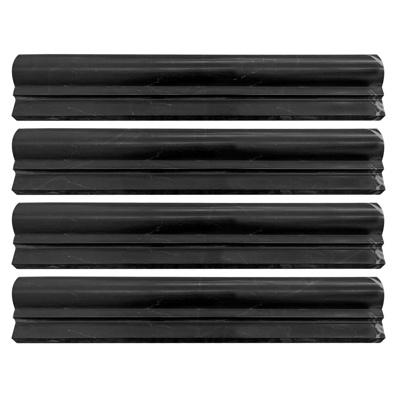 Nero Marquina Black Marble Ogee 1 Chairrail Molding Honed