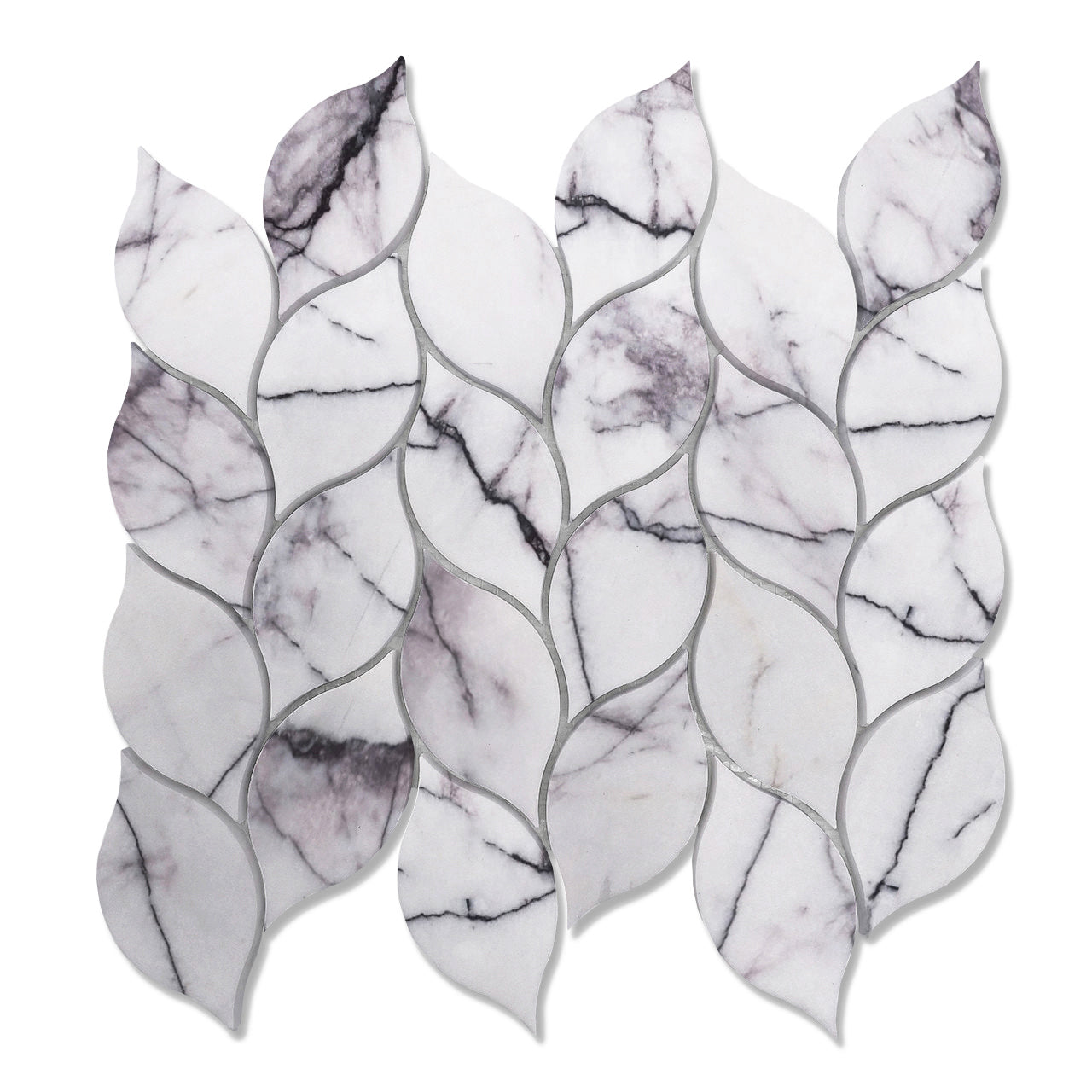 Lilac Marble Blanco Orchid Leaf Mosaic Tile Polished