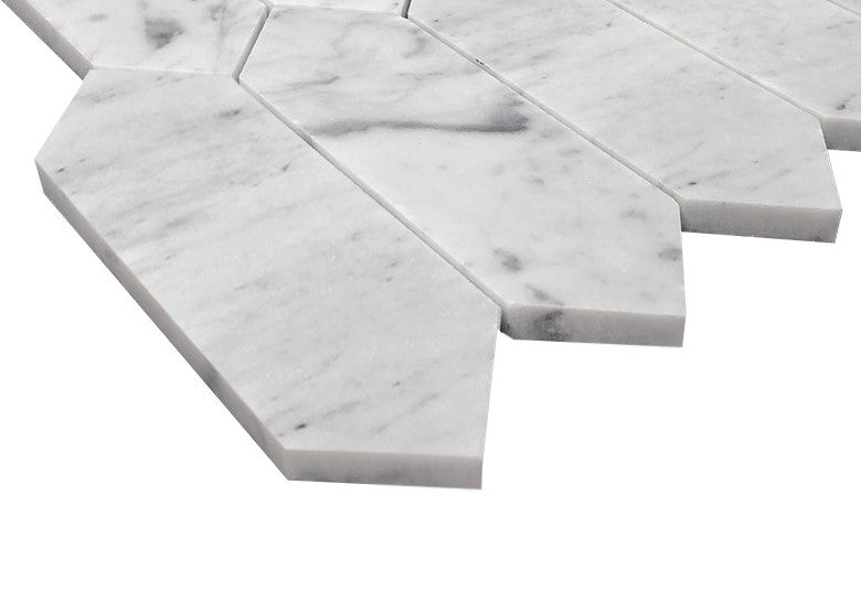 Carrara White Italian Marble Picket  Mosaic Tile Honed