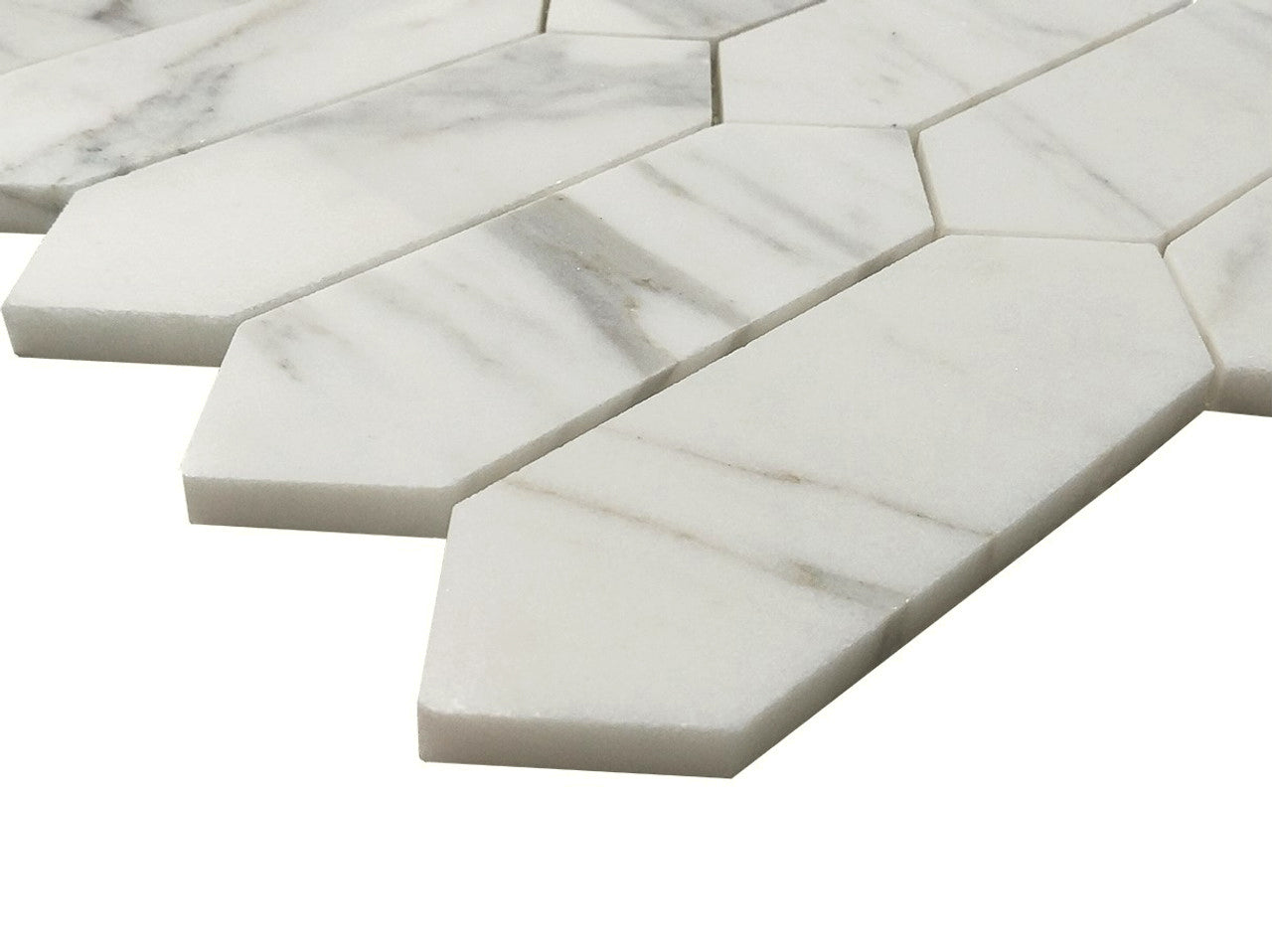 Calacatta Gold Italian Marble Picket Mosaic Tile Honed