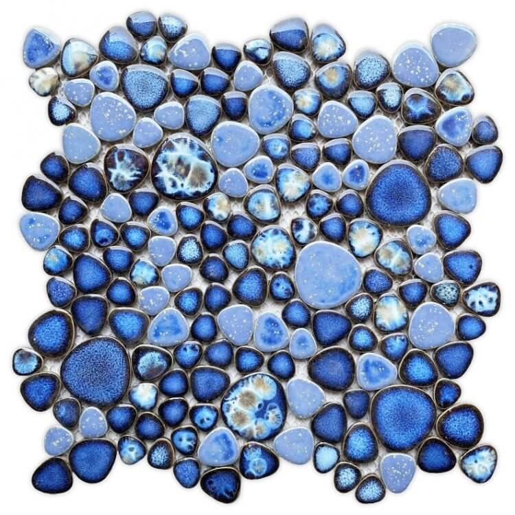Poseidon Azure 11.5 x 11.5 Pebble Mosaic Tile - Pool Rated