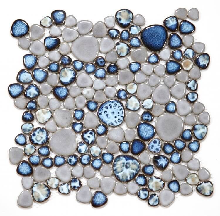 Poseidon Cielo 11.5 x 11.5 Pebble Mosaic Tile - Pool Rated