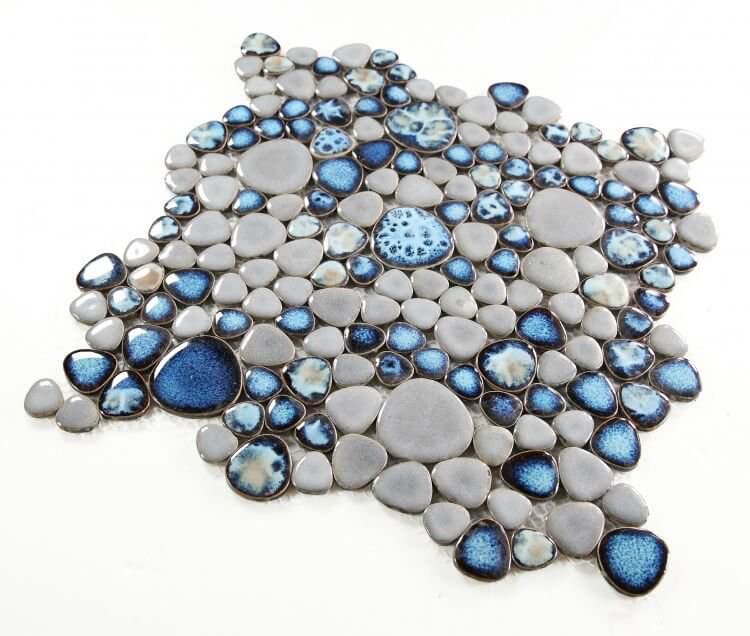 Poseidon Cielo 11.5 x 11.5 Pebble Mosaic Tile - Pool Rated
