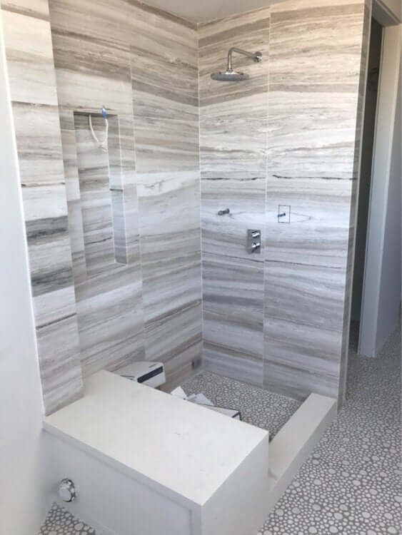Poseidon Fancy White 11.5 x 11.5 Pebble Mosaic Tile - Pool Rated