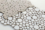 Poseidon Fancy White 11.5 x 11.5 Pebble Mosaic Tile - Pool Rated