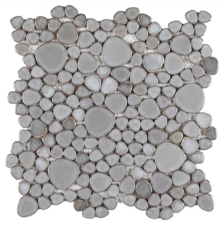 Poseidon Grey 11.5 x 11.5 Pebble Mosaic Tile - Pool Rated