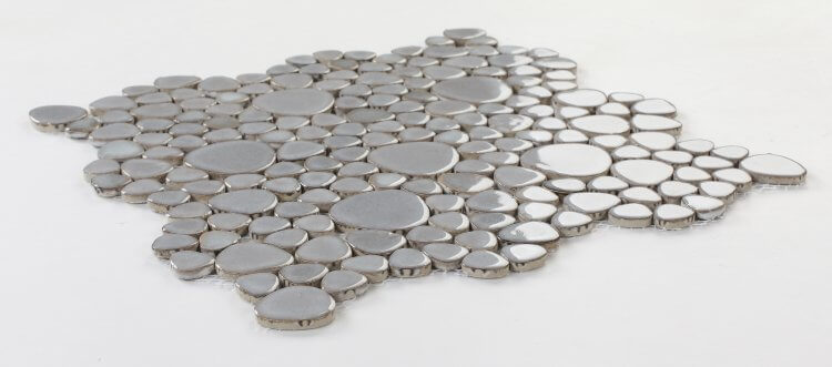 Poseidon Grey 11.5 x 11.5 Pebble Mosaic Tile - Pool Rated