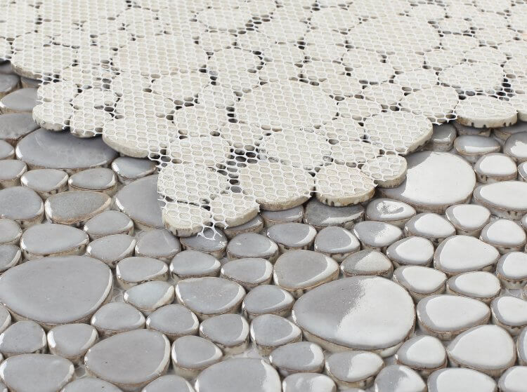 Poseidon Grey 11.5 x 11.5 Pebble Mosaic Tile - Pool Rated