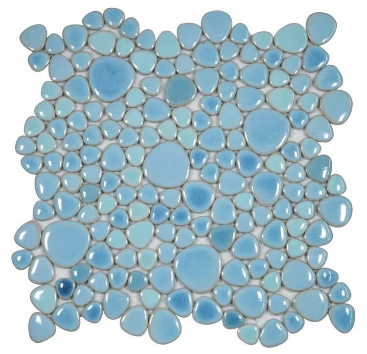 Poseidon Jewel Blue 11.5 x 11.5 Pebble Mosaic Tile - Pool Rated