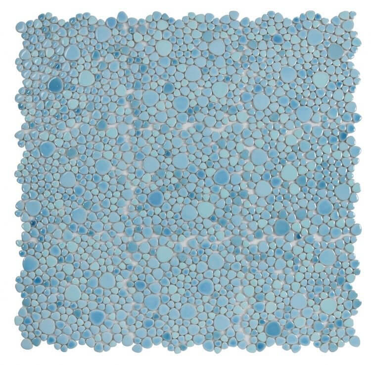 Poseidon Jewel Blue 11.5 x 11.5 Pebble Mosaic Tile - Pool Rated