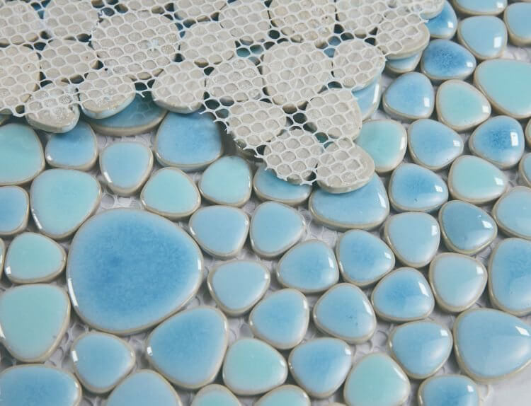 Poseidon Jewel Blue 11.5 x 11.5 Pebble Mosaic Tile - Pool Rated