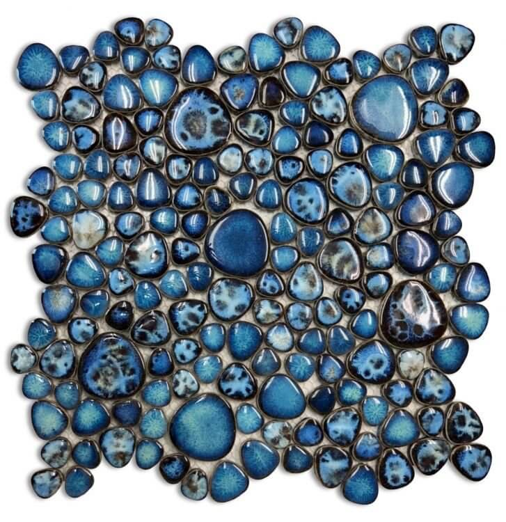Poseidon Lake 11.5 x 11.5 Pebble Mosaic Tile - Pool Rated