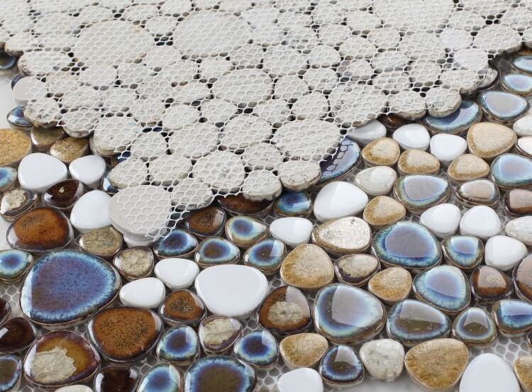 Poseidon Mango 11.50 x 11.50 Pebble Mosaic Tile - Pool Rated