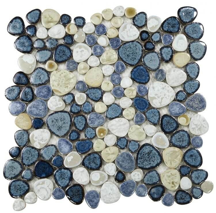Poseidon Ocean 11.50 x 11.50 Pebble Mosaic Tile - Pool Rated