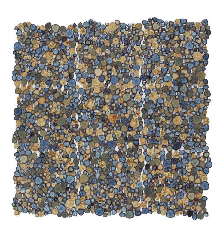 Poseidon Olive 11.50 x 11.50 Pebble Mosaic Tile - Pool Rated