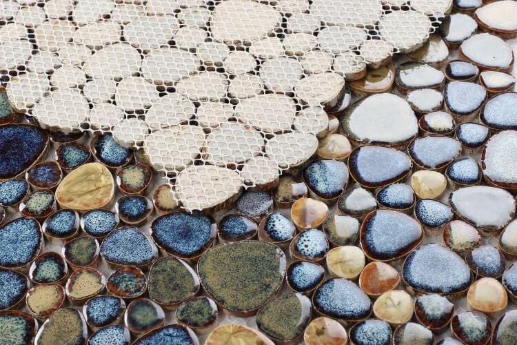 Poseidon Olive 11.50 x 11.50 Pebble Mosaic Tile - Pool Rated