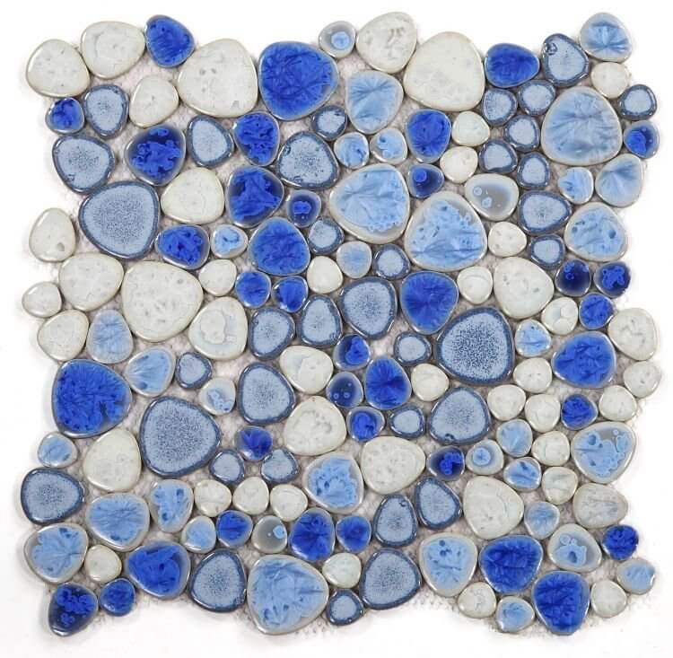 Poseidon Sapphire 11.5 x 11.5 Pebble Mosaic Tile - Pool Rated