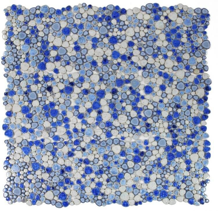 Poseidon Sapphire 11.5 x 11.5 Pebble Mosaic Tile - Pool Rated