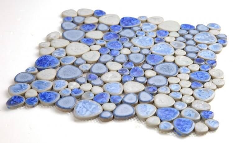 Poseidon Sapphire 11.5 x 11.5 Pebble Mosaic Tile - Pool Rated