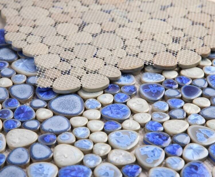 Poseidon Sapphire 11.5 x 11.5 Pebble Mosaic Tile - Pool Rated