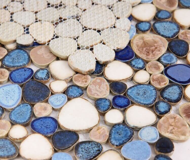 Poseidon Seaside 11.5 x 11.5 Pebble Mosaic Tile - Pool Rated