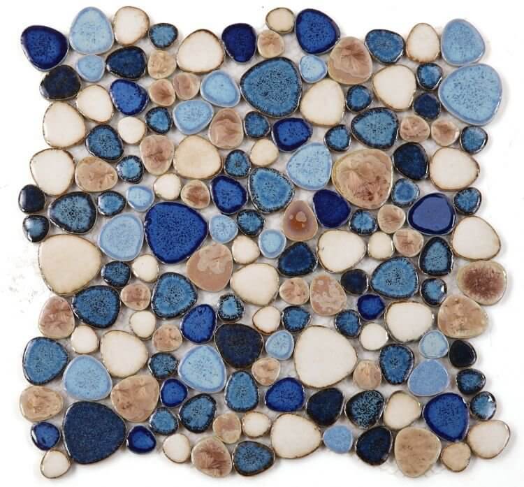 Poseidon Seaside 11.5 x 11.5 Pebble Mosaic Tile - Pool Rated