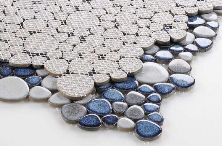 Poseidon Sky 11.5 x 11.5 Pebble Mosaic Tile - Pool Rated