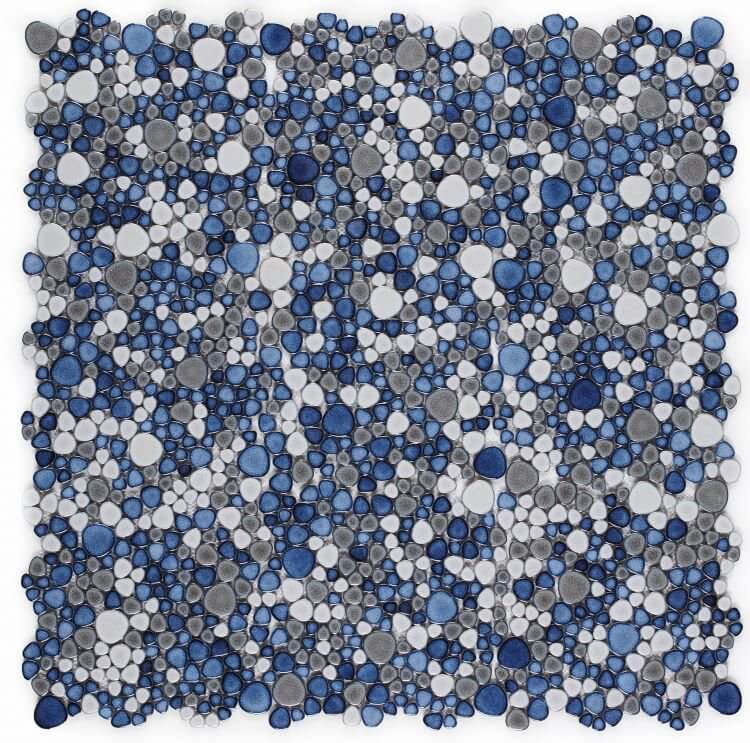 Poseidon Sky 11.5 x 11.5 Pebble Mosaic Tile - Pool Rated