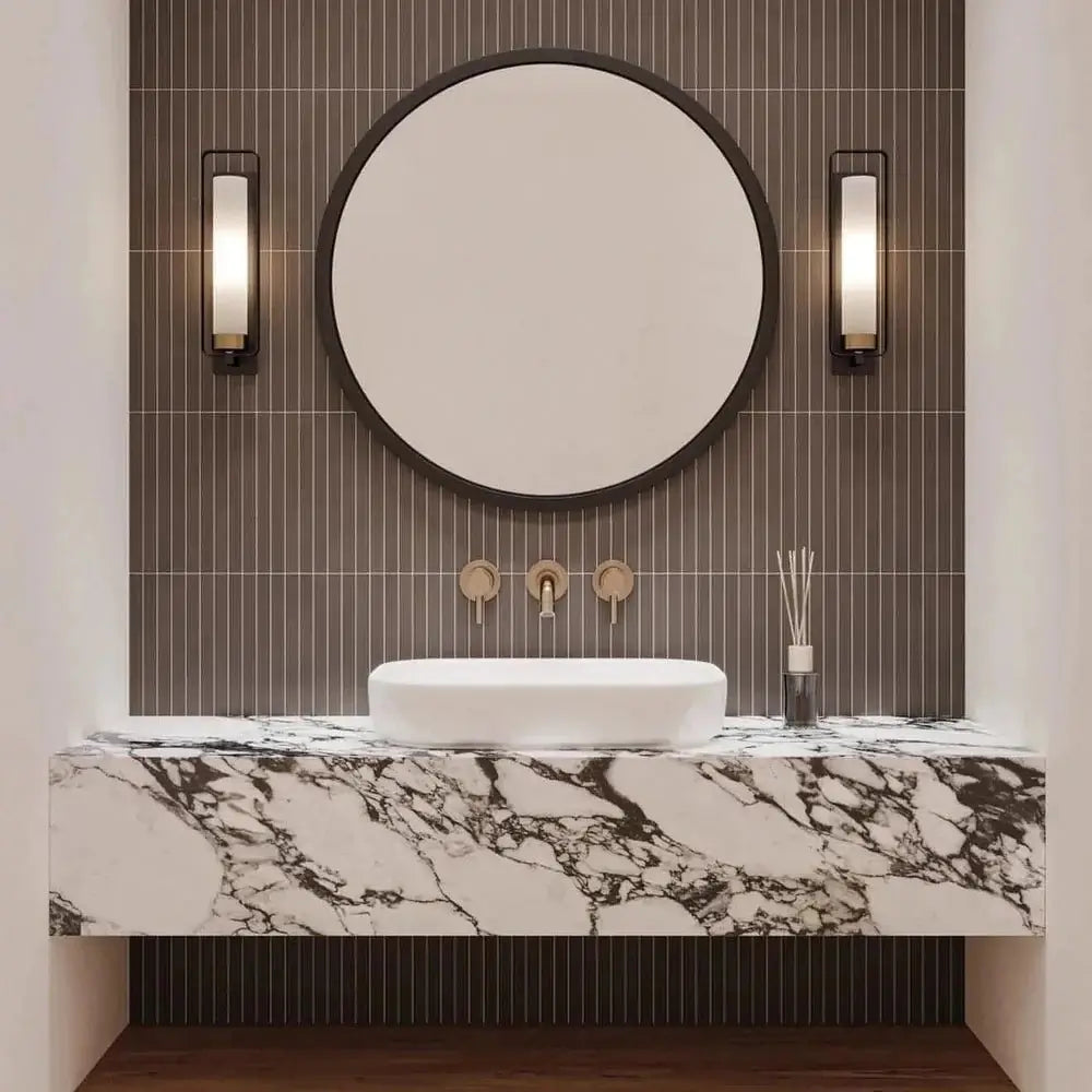 Sahara 1" x 12" Matte Porcelain Mosaic Tile in Dark