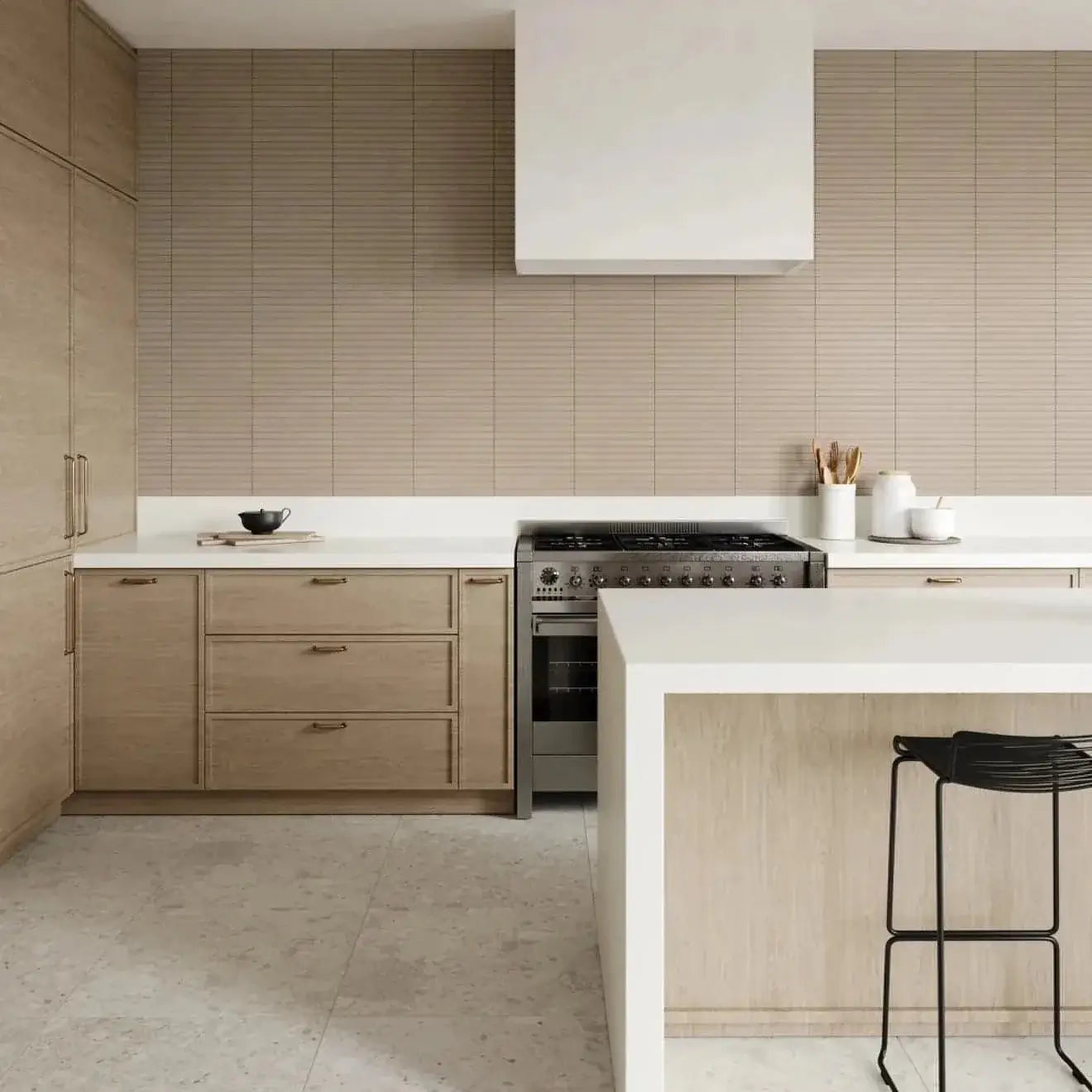 Sahara 1" x 12" Matte Porcelain Mosaic Tile in Taupe