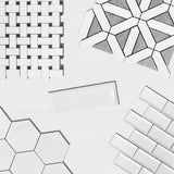 Bianco Dolomite Marble with Bardiglio Gray Triangles Geometrica Mosaic Tile Polished